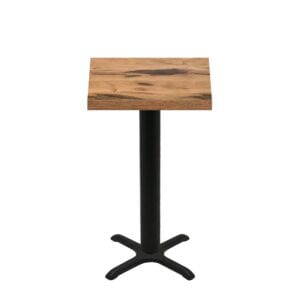 30" x 30" Urban Natural Heartwood Quick Ship Table + Black Bar Height 22" x 22" Cross Base
