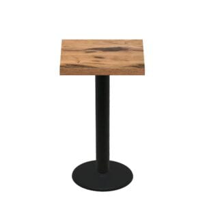 30" x 30" Urban Natural Heartwood Quick Ship Table + Black Bar Height 22" Disc Base