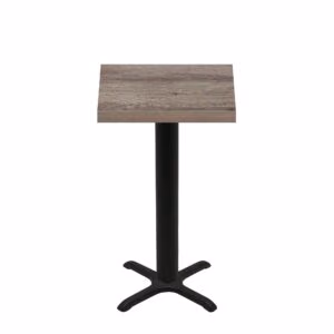 30" x 30" Urban Weathered Barnwood Quick Ship Table + Black Bar Height 22" x 22" Cross Base