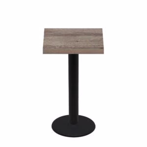30" x 30" Urban Weathered Barnwood Quick Ship Table + Black Bar Height 22" Disc Base