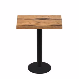 30" x 42" Urban Natural Heartwood Quick Ship Table + Black Bar Height 22" Disc Base
