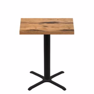 30" x 42" Urban Natural Heartwood Quick Ship Table + Black Bar Height 30" x 30" Cross Base