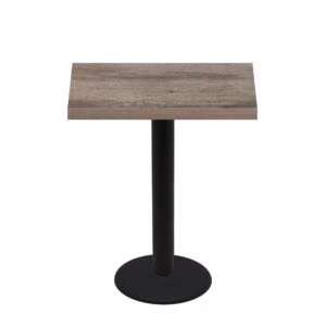 30" x 42" Urban Weathered Barnwood Quick Ship Table + Black Bar Height 22" Disc Base
