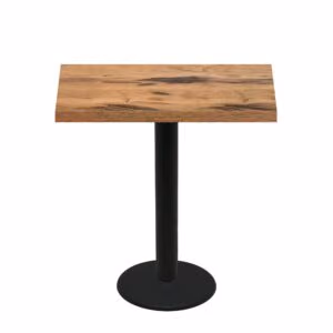 30" x 48" Urban Natural Heartwood Quick Ship Table + Black Bar Height 22" Disc Base