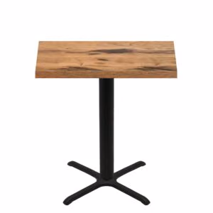 30" x 48" Urban Natural Heartwood Quick Ship Table + Black Bar Height 30" x 30" Cross Base