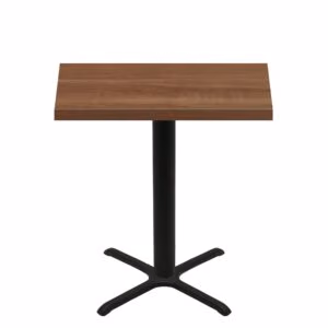 30" x 48" Urban Toasted Birch Quick Ship Table + Black Bar Height 30" x 30" Cross Base