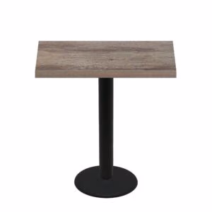 30" x 48" Urban Weathered Barnwood Quick Ship Table + Black Bar Height 22" Disc Base