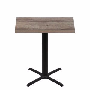 30" x 48" Urban Weathered Barnwood Quick Ship Table + Black Bar Height 30" x 30" Cross Base