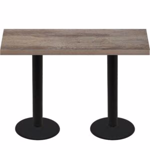 30" x 72" Urban Weathered Barnwood Quick Ship Table + (2) Black Bar Height 22" Disc Bases