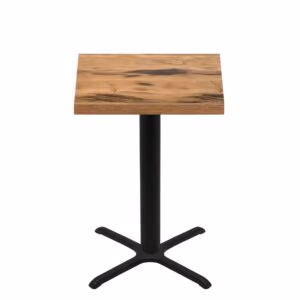36" x 36" Urban Natural Heartwood Quick Ship Table + Black Bar Height 30" x 30" Cross Base