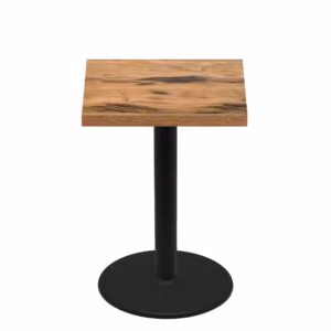 36" x 36" Urban Natural Heartwood Quick Ship Table + Black Bar Height 30" Disc Base