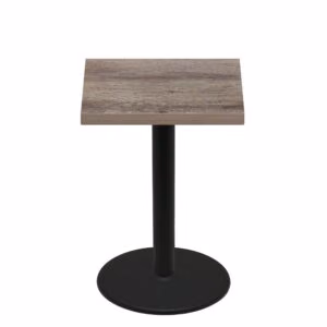 36" x 36" Urban Weathered Barnwood Quick Ship Table + Black Bar Height 30" Disc Base