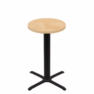 30" Round Woodland Clear Coat Finish Quick Ship Table + Black Bar Height 30" x 30" Cross Base