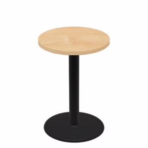 36" Round Woodland Clear Coat Finish Quick Ship Table + Black Bar Height 30" Disc Base