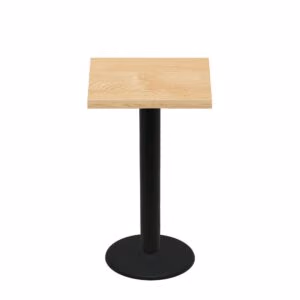30" x 30" Woodland Clear Coat Finish Quick Ship Table + Black Bar Height 22" Disc Base