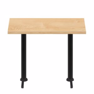 30" x 60" Woodland Clear Coat Finish Quick Ship Table + (2) Black Bar Height 22" T Bases