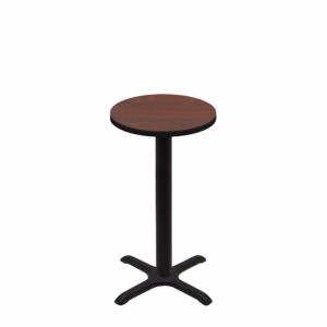 24" Round Two-Sided Mahogany/Black Quick Ship Table - Mahogany Up + Black Counter Height 22" x 22" Cross Base