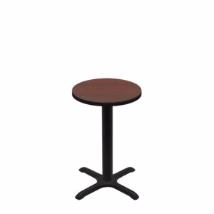 24" Round Two-Sided Mahogany/Black Quick Ship Table - Mahogany Up + Black Standard Height 22" x 22" Cross Base
