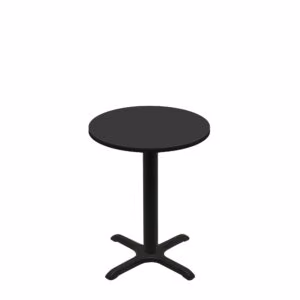 30" Round Two-Sided Mahogany/Black Quick Ship Table - Black Up + Black Standard Height 22" x 22" Cross Base