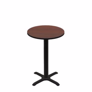 30" Round Two-Sided Mahogany/Black Quick Ship Table - Mahogany Up + Black Counter Height 22" x 22" Cross Base