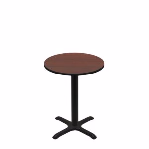 30" Round Two-Sided Mahogany/Black Quick Ship Table - Mahogany Up + Black Standard Height 22" x 22" Cross Base