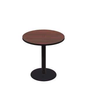36" Round Two-Sided Mahogany/Black Quick Ship Table - Mahogany Up + Black Standard Height 22" Disc Base