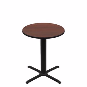 36" Round Two-Sided Mahogany/Black Quick Ship Table - Mahogany Up + Black Counter Height 30" x 30" Cross Base