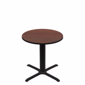 36" Round Two-Sided Mahogany/Black Quick Ship Table - Mahogany Up + Black Standard Height 30" x 30" Cross Base