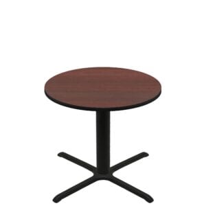 42" Round Two-Sided Mahogany/Black Quick Ship Table - Mahogany Up + Black Standard Height 36" x 36" Cross Base