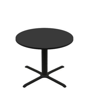 48" Round Two-Sided Mahogany/Black Quick Ship Table - Black Up + Black Standard Height 36" x 36" Cross Base