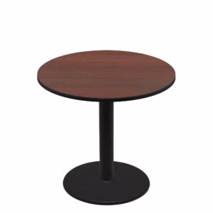 48" Round Two-Sided Mahogany/Black Quick Ship Table - Mahogany Up + Black Counter Height 30" Disc Base