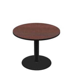 48" Round Two-Sided Mahogany/Black Quick Ship Table - Mahogany Up + Black Standard Height 30" Disc Base