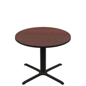 48" Round Two-Sided Mahogany/Black Quick Ship Table - Mahogany Up + Black Standard Height 36" x 36" Cross Base