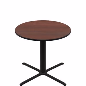 48" Round Two-Sided Mahogany/Black Quick Ship Table - Mahogany Up + Black Counter Height 40" x 40" Cross Base