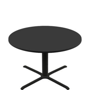 60" Round Two-Sided Mahogany/Black Quick Ship Table - Black Up + Black Standard Height 40" x 40" Cross Base