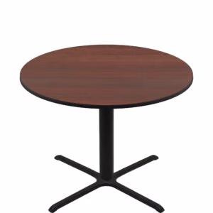 60" Round Two-Sided Mahogany/Black Quick Ship Table - Mahogany Up + Black Counter Height 40" x 40" Cross Base