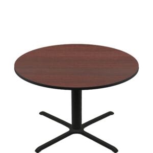 60" Round Two-Sided Mahogany/Black Quick Ship Table - Mahogany Up + Black Standard Height 40" x 40" Cross Base