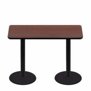 30" x 60" Two-Sided Mahogany/Black Quick Ship Table - Mahogany Up + (2) Black Counter Height 22" Disc Bases