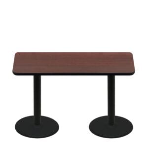 30" x 60" Two-Sided Mahogany/Black Quick Ship Table - Mahogany Up + (2) Black Standard Height 22" Disc Bases