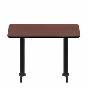 30" x 60" Two-Sided Mahogany/Black Quick Ship Table - Mahogany Up + (2) Black Counter Height 22" T Bases
