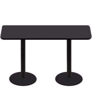 30" x 72" Two-Sided Mahogany/Black Quick Ship Table - Black Up + (2) Black Counter Height 22" Disc Bases