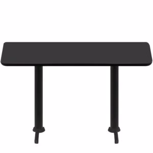30" x 72" Two-Sided Mahogany/Black Quick Ship Table - Black Up + (2) Black Counter Height 22" T Bases