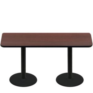 30" x 72" Two-Sided Mahogany/Black Quick Ship Table - Mahogany Up + (2) Black Standard Height 22" Disc Bases