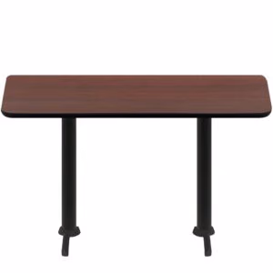 30" x 72" Two-Sided Mahogany/Black Quick Ship Table - Mahogany Up + (2) Black Counter Height 22" T Bases