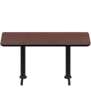 30" x 72" Two-Sided Mahogany/Black Quick Ship Table - Mahogany Up + (2) Black Standard Height 22" T Bases