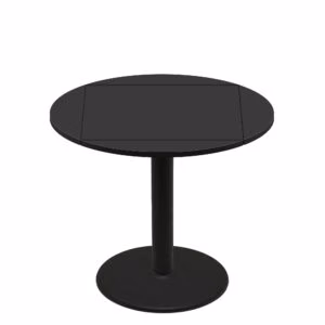 36" x 36" Flip to 51" Round Two-Sided Mahogany/Black Quick Ship Table - Black Up + Black Counter Height 30" Disc Base