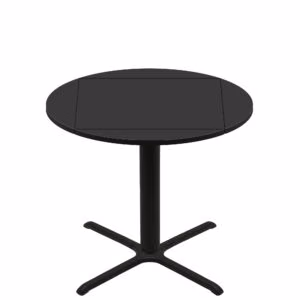 36" x 36" Flip to 51" Round Two-Sided Mahogany/Black Quick Ship Table - Black Up + Black Counter Height 36" x 36" Cross Base