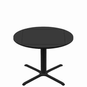 36" x 36" Flip to 51" Round Two-Sided Mahogany/Black Quick Ship Table - Black Up + Black Standard Height 36" x 36" Cross Base