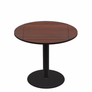 36" x 36" Flip to 51" Round Two-Sided Mahogany/Black Quick Ship Table - Mahogany Up + Black Counter Height 30" Disc Base