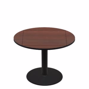 36" x 36" Flip to 51" Round Two-Sided Mahogany/Black Quick Ship Table - Mahogany Up + Black Standard Height 30" Disc Base